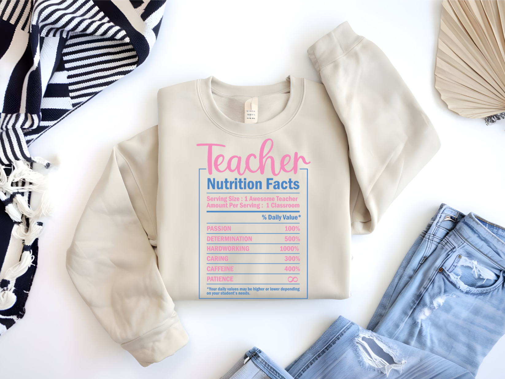 Teacher Facts Crew Neck Prosper with a tee