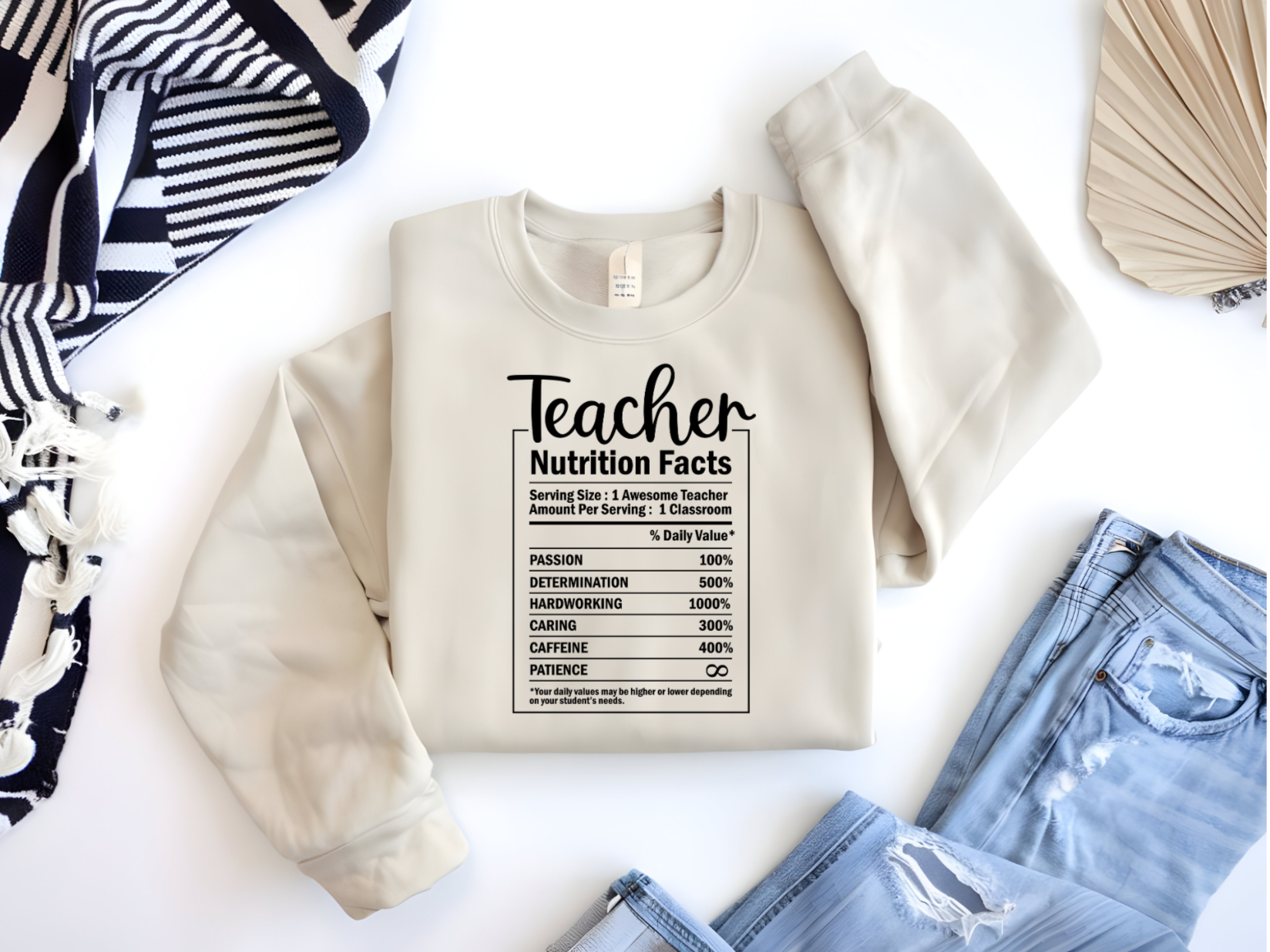 Teacher Facts Crew Neck Prosper with a tee