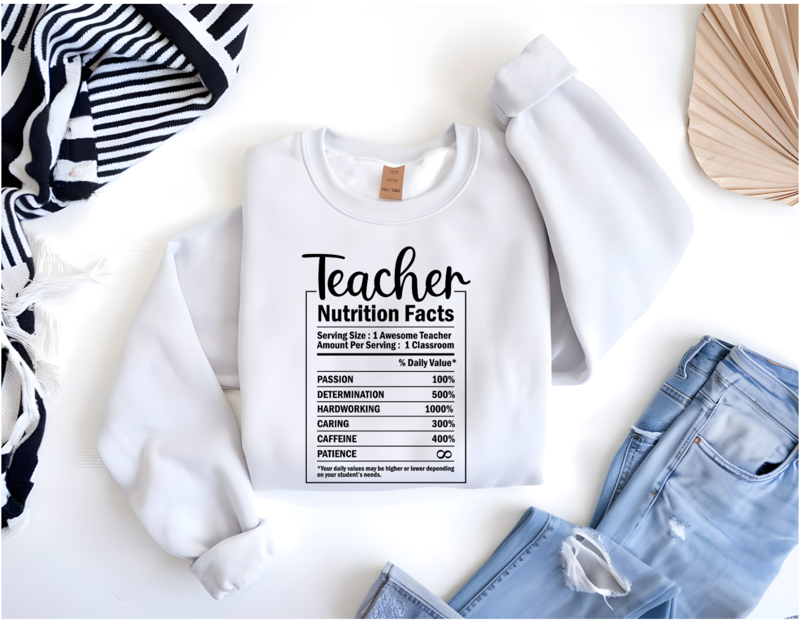 Teacher Facts Crew Neck Prosper with a tee